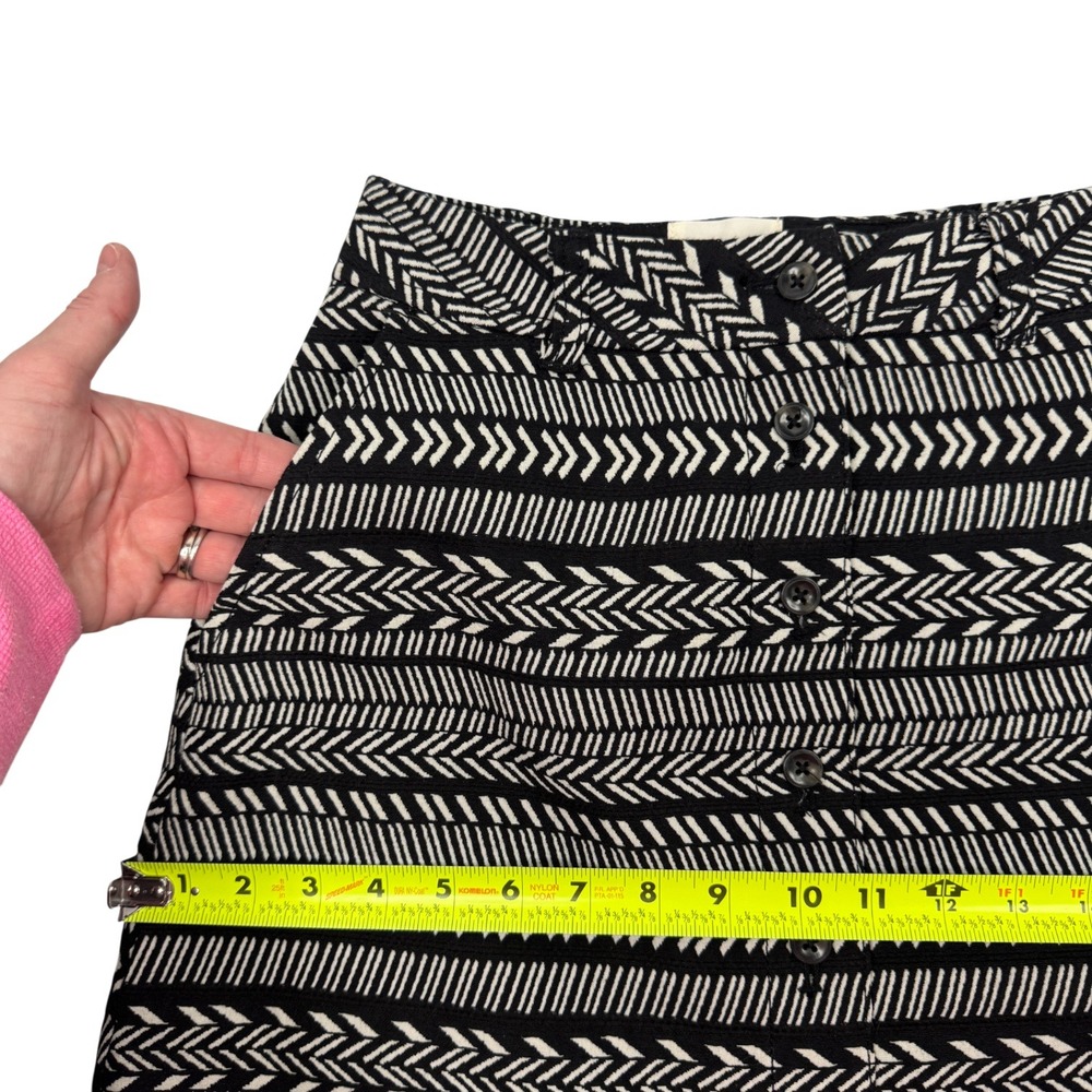 Maeve Black White Geometric Print A Line‎ Button Front Mini Skirt Size 0 Y2K - Picture 10 of 12